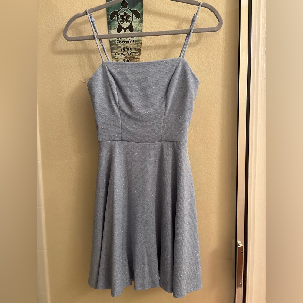Sparkly Gray Spaghetti Strap Dress